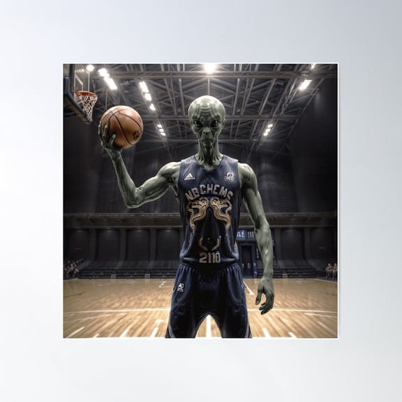 Alien Basketball Association Poster Wall Art, Modern Wall Decor For Living Room Bedroom, 30x30 UNFRAMED