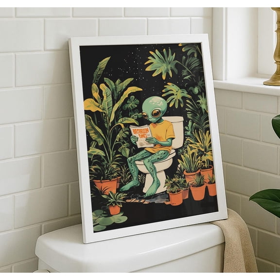 Alien Bathroom Wall Art Sci Fi Decor Living Room Bedroom Office