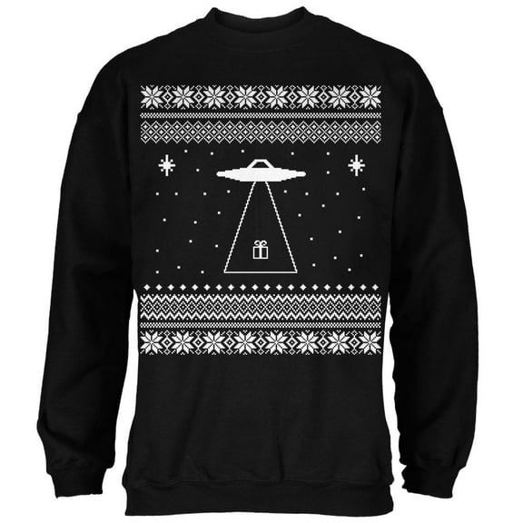 Alien Beam Ugly XMAS Sweater Black Adult Sweatshirt - 2X-Large