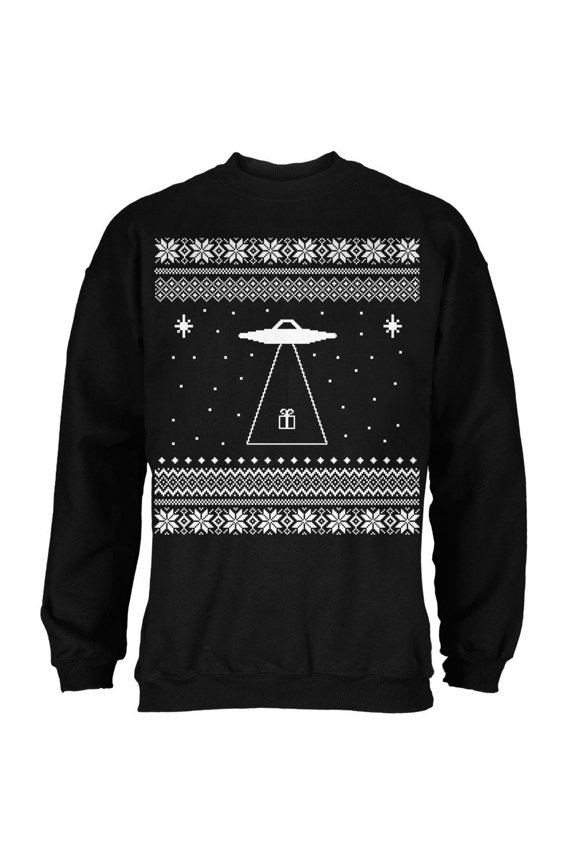 Alien Beam Ugly XMAS Sweater Black Adult Sweatshirt - 2X-Large