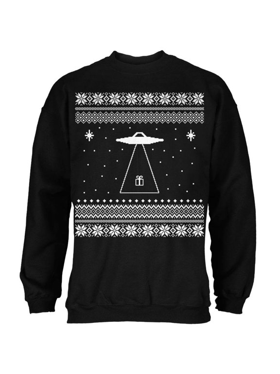Alien Beam Ugly XMAS Sweater Black Adult Sweatshirt - Large