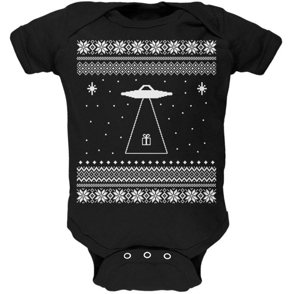 Alien Beam Ugly XMAS Sweater Black Soft Baby One Piece - 18-24 months