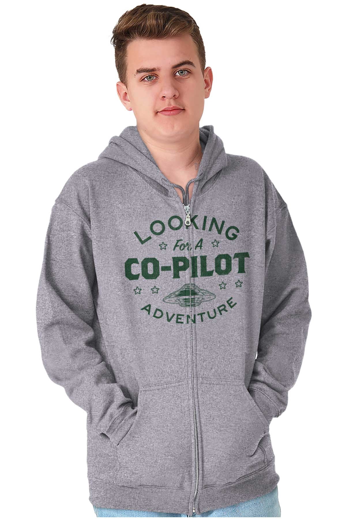 Alien Believer UFO Hunter Copilot Unisex Fleece Graphic Zip Up Hoodie ...