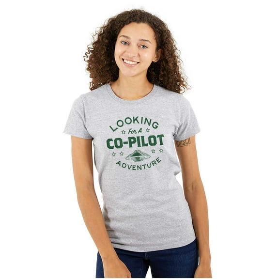 Alien Believer UFO Hunter Copilot Womens Fitted Plus Size Graphic Tee Brisco Brands 2X