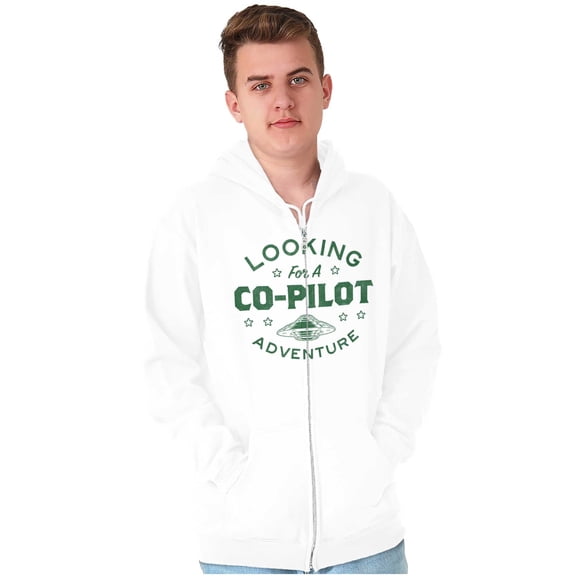 Alien Believer UFO Hunter Copilot Zip Up Hoodie Men's Women's Brisco Brands M