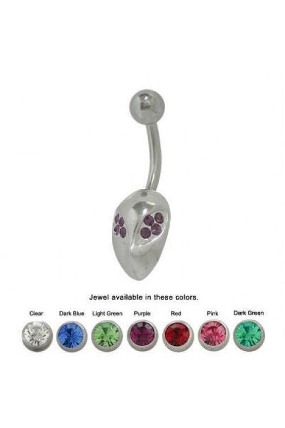 Alien Belly Button Ring with Cz Jewels