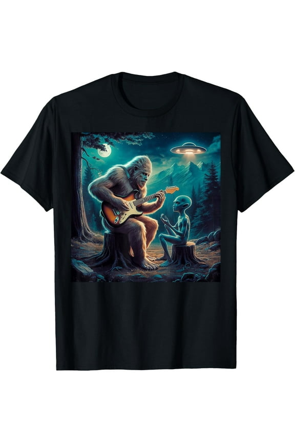 Alien Bigfoot Guitar Sasquatch UFO Gifts For Men, Women, Kid T-Shirt Shirts