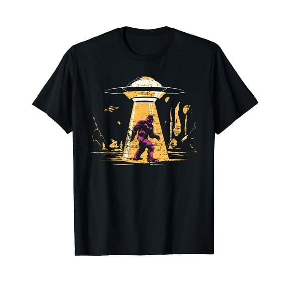 Alien Bigfoot UFO Abduction Sasquatch Yeti Cryptid Bigfoot Black T-Shirt