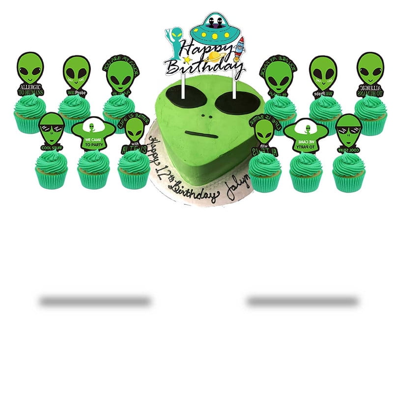 Alien Birthday Cups Party Supplies Plates Decorations Cake Topper Decor ...