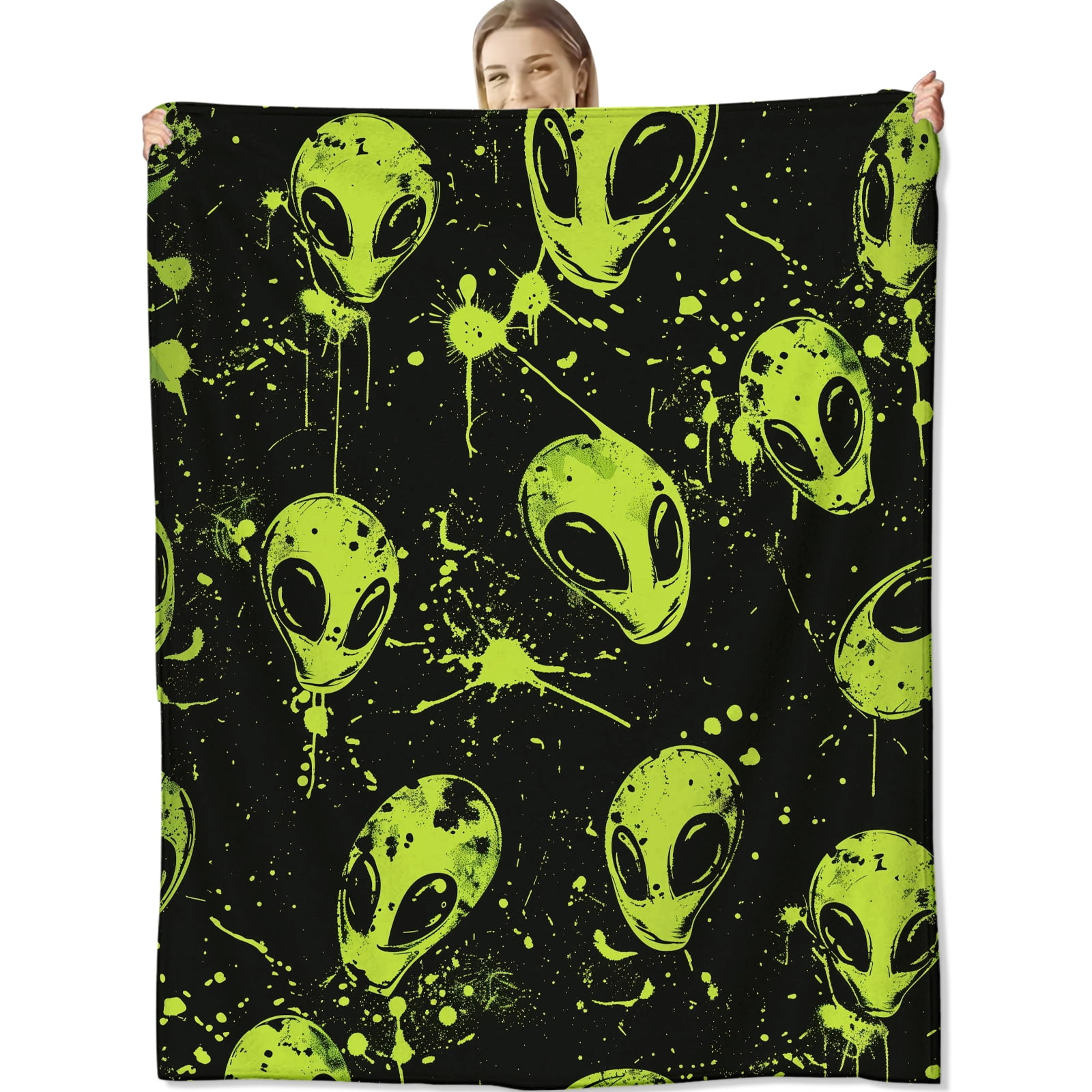 Alien Blanket for Adults Kids Boys, Flannel Alien Blankets Gifts ...