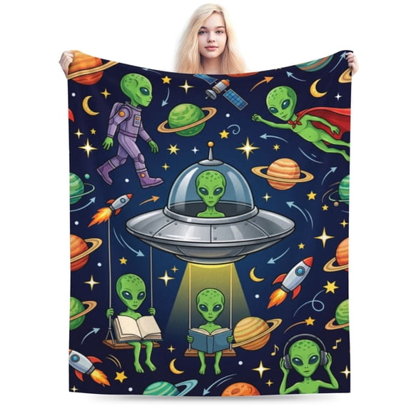 Alien Blanket, Cozy Warm Throw Blanket for Women, Soft Blanket for Sofa Bed Home Decor, Christmas Thanksgiving Gift 50x40
