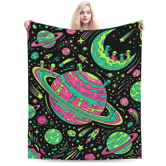 Alien Blanket, Cozy Warm Throw Blanket for Women, Soft Blanket for Sofa Bed Home Decor, Christmas Thanksgiving Gift 50x40