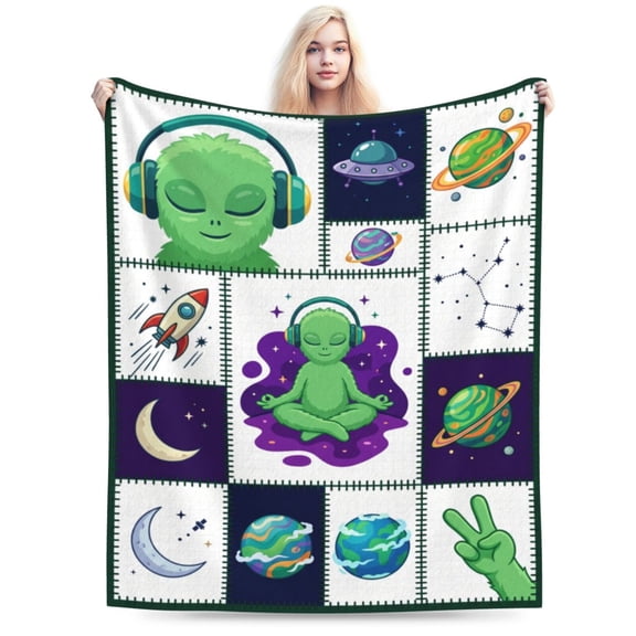 Alien Blanket, Cozy Warm Throw Blanket for Women, Soft Blanket for Sofa Bed Home Decor, Christmas Thanksgiving Gift 50x40