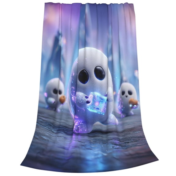 Alien Blanket Frozen Galaxy Landscape Fantasy Scene, Lightweight Flannel Fleece Throw Cozy For Reading Nook Lounge 50x40