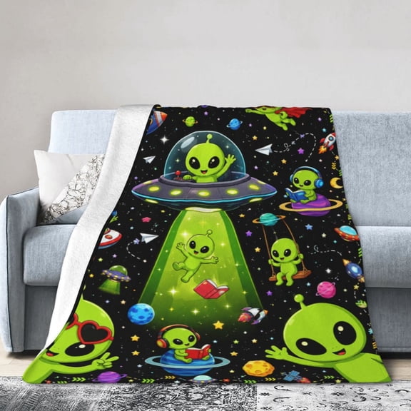 Alien Blanket Gift for Women, Cozy Blanket Gifts for Alien Lovers | Soft Warm Throw Blanket for Bed Sofa, Gift for Friends 50x40