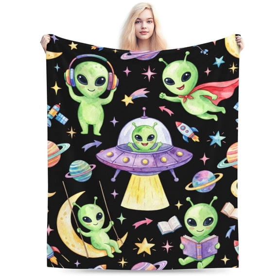 Alien Blanket Gift for Women, Soft Cozy Throw Blanket for Alien Lovers, Warm Blanket for Bed Sofa, Christmas Thanksgiving Gift 50x40