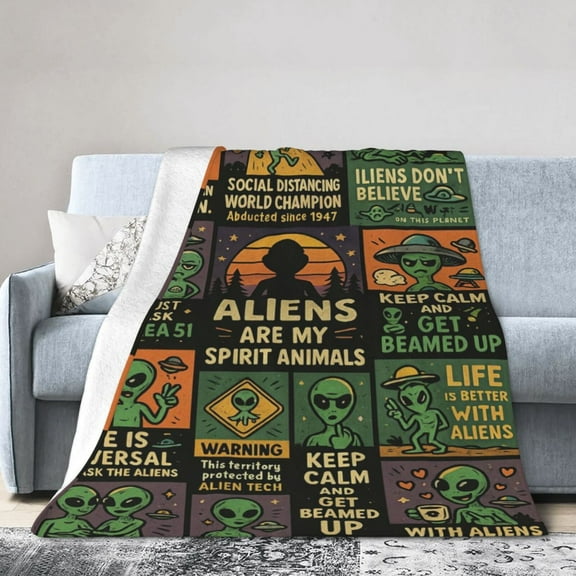 Alien Blanket Gifts for Alien Lovers Cozy Warm Aliens Gifts for Men Soft Throw Blanket for Bed, Sofa, Holiday 60x50