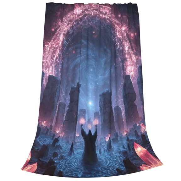 Alien Blanket Mystic Galaxy Ritual Scene, Cozy Lightweight Flannel Fleece Throw For Lounge Chair 50x40
