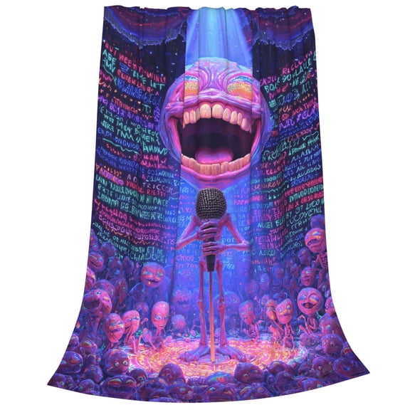 Alien Blanket Singing Pink Monster Stage Performance, Ultra Soft Flannel Fleece Decorative Throw For Couch Sofa 50x40