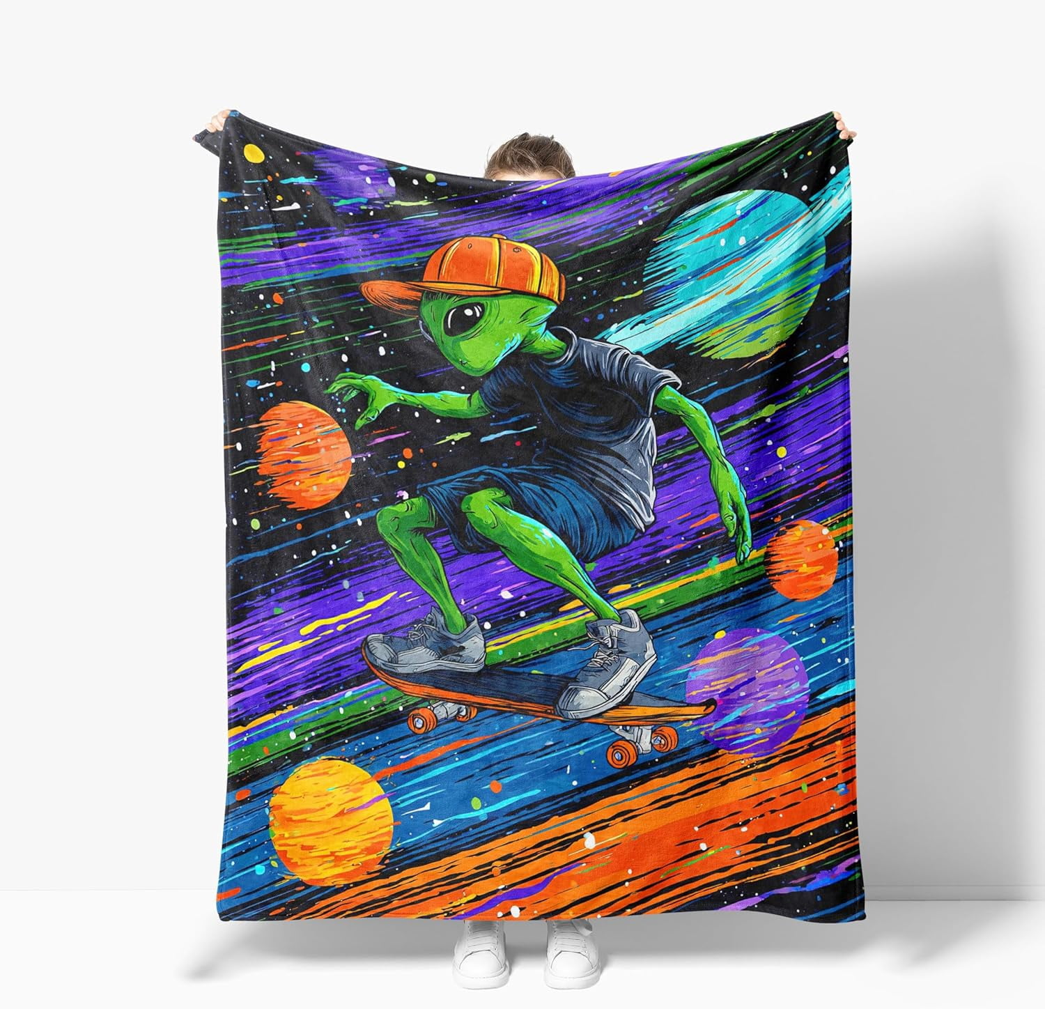 Alien Blanket Space Warm Decor Soft Flannel Aliens Blanket Alien Gifts ...