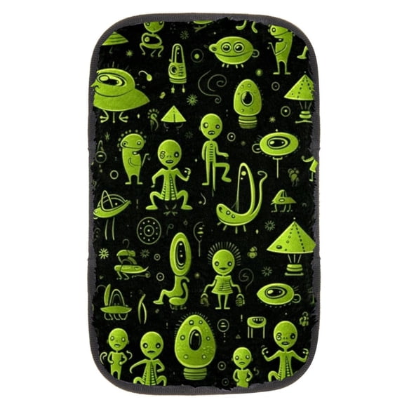 Alien Car Armrest Pad Cover, Soft Comfortable Furry Printed Armrest Accessory 12.5x8.2 Inch
