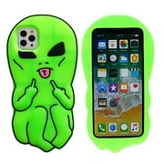 Alien Cases Compatible with iPhone 14 Pro Max 3D Silicone Cute Cartoon Lovely Design Soft Slim Fit Rubber Back Shockproof Cover for Apple iPhone 14 Pro Max 6.7inch