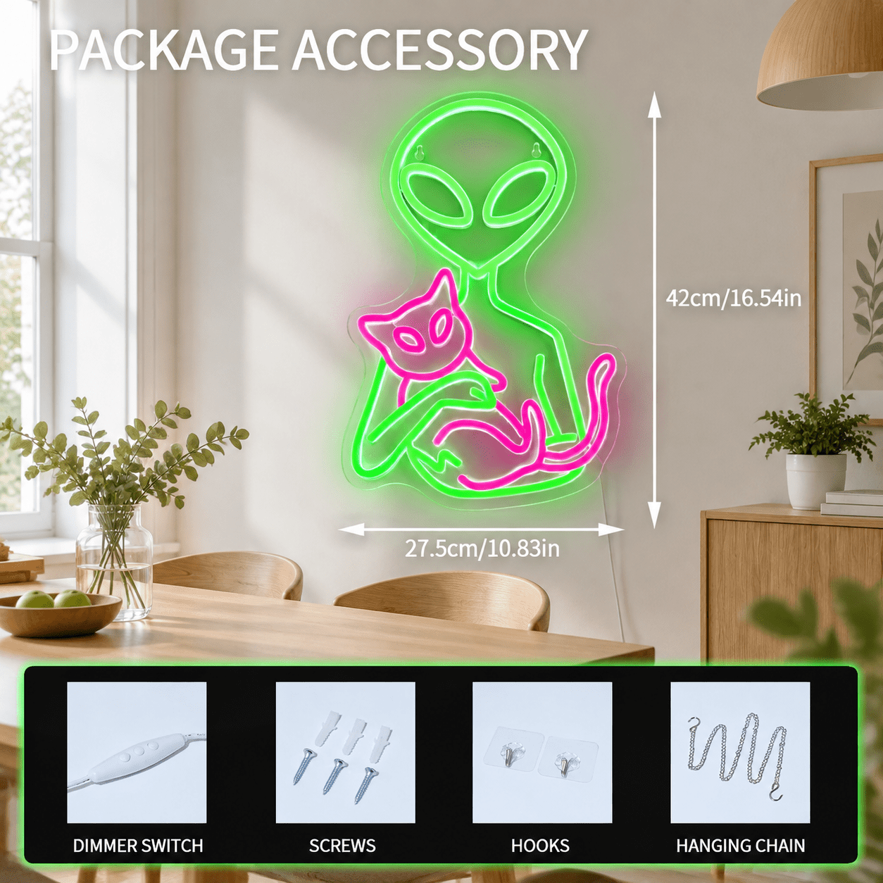 Alien Cat Neon Sign Dimmable LED Wall Decor for Bedroom Game Room Man ...