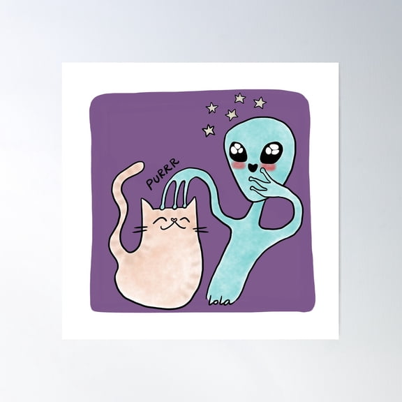 Alien Cat Poster Wall Art, Modern Wall Decor For Living Room Bedroom, 30x30 UNFRAMED