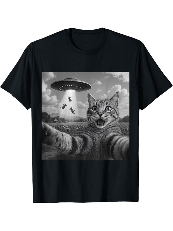 Alien Cat Selfie UFO Gifts - Funny Escape Humor Unisex T-Shirt