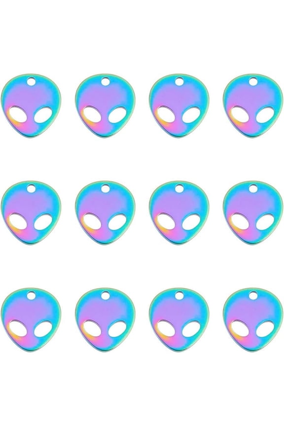 Alien Charms Stainless Steel ET Alien Head Pendants Flying Alien Earring Charms Metal Jewelry Pendant DIY