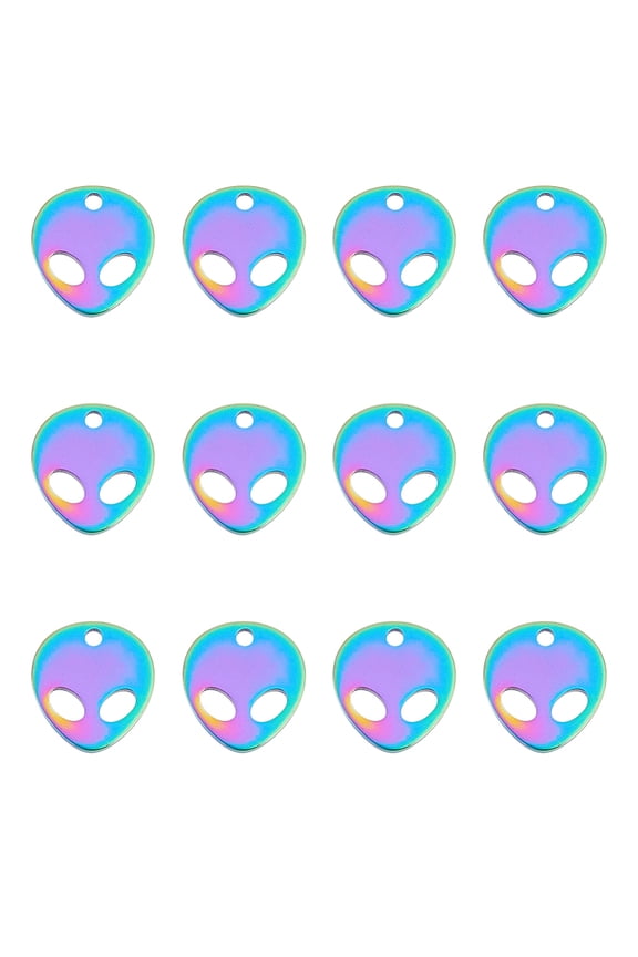 Alien Charms Stainless Steel ET Alien Head Pendants Flying Alien Earring Charms Metal Jewelry Pendant for Earrings Bracelet Jewelry Making