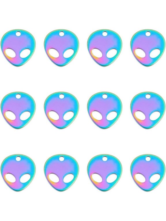 Alien Charms Stainless Steel ET Alien Head Pendants Flying Alien Earring Charms Metal Jewelry Pendant for Earrings Bracelet Necklace Jewelry Making