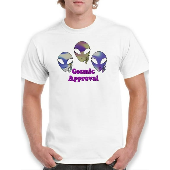 Alien Cosmic Approval T-Shirt Men -Smartprints Designs, Male 3X-Large
