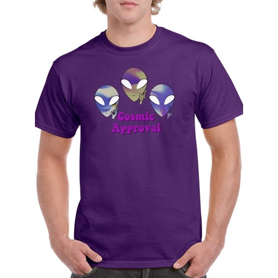 Alien Cosmic Approval T-Shirt Men -Smartprints Designs, Male 3X-Large