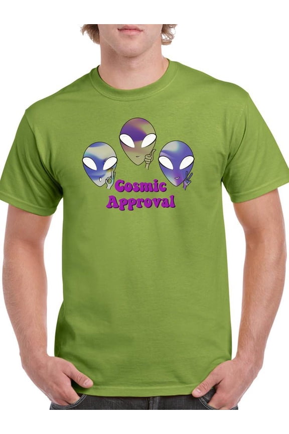 Alien Cosmic Approval T-Shirt Men -Smartprints Designs, Male 5X-Large