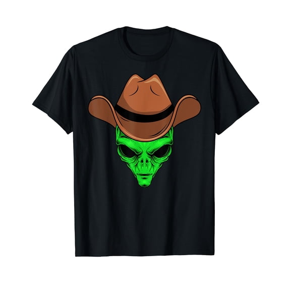 Alien Cowboy Hat Funny Halloween For Outer Space Lovers T-Shirt