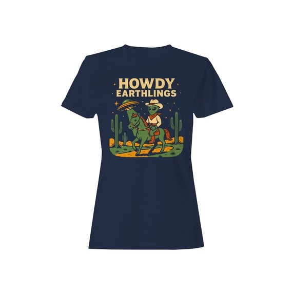 Alien Cowboy Howdy Earthlings Art Women's T-shirt