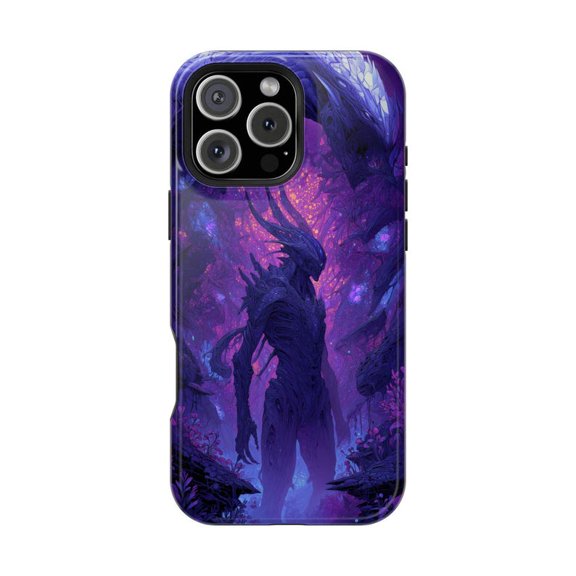 Alien Creature Bio Mech Acid Purple Abstract Phone Case with iPhone 11 to 17 Pro Max