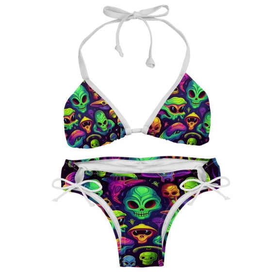 Alien Detachable Sponge Adjustable Strap Bikini Set Swim Wear 2-Pack Beach Swimsuit