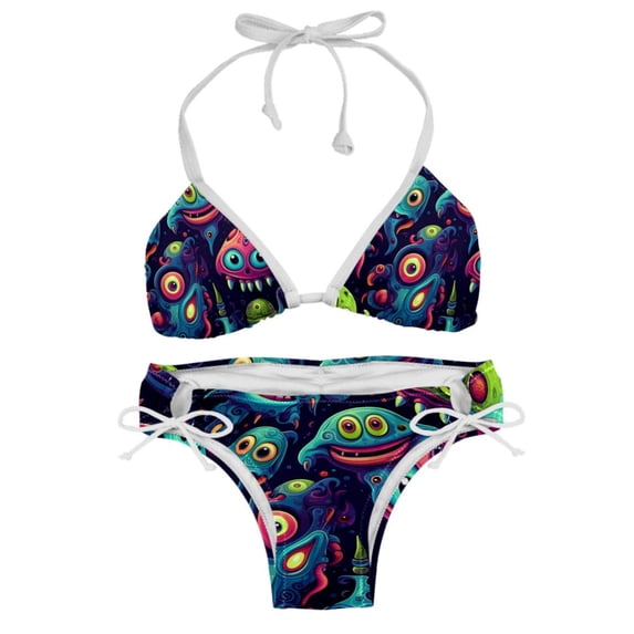 Alien Detachable Sponge Adjustable Strap Bikini Set Swimsuit Two-Pack Swimming Suits - Beach Vacation Swimwear