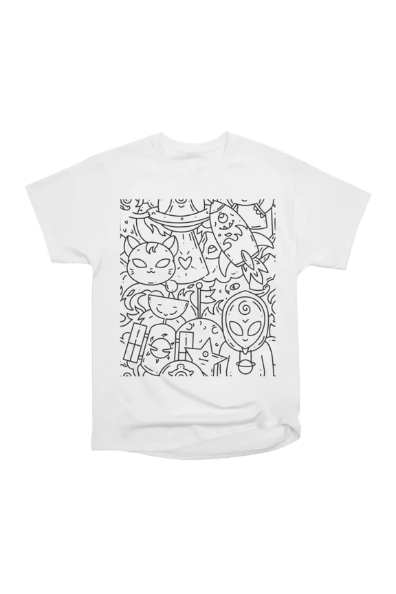 Alien Doodle Delight Exploring the Cosmos with Extraterrestrial Creatures Seamless Pattern