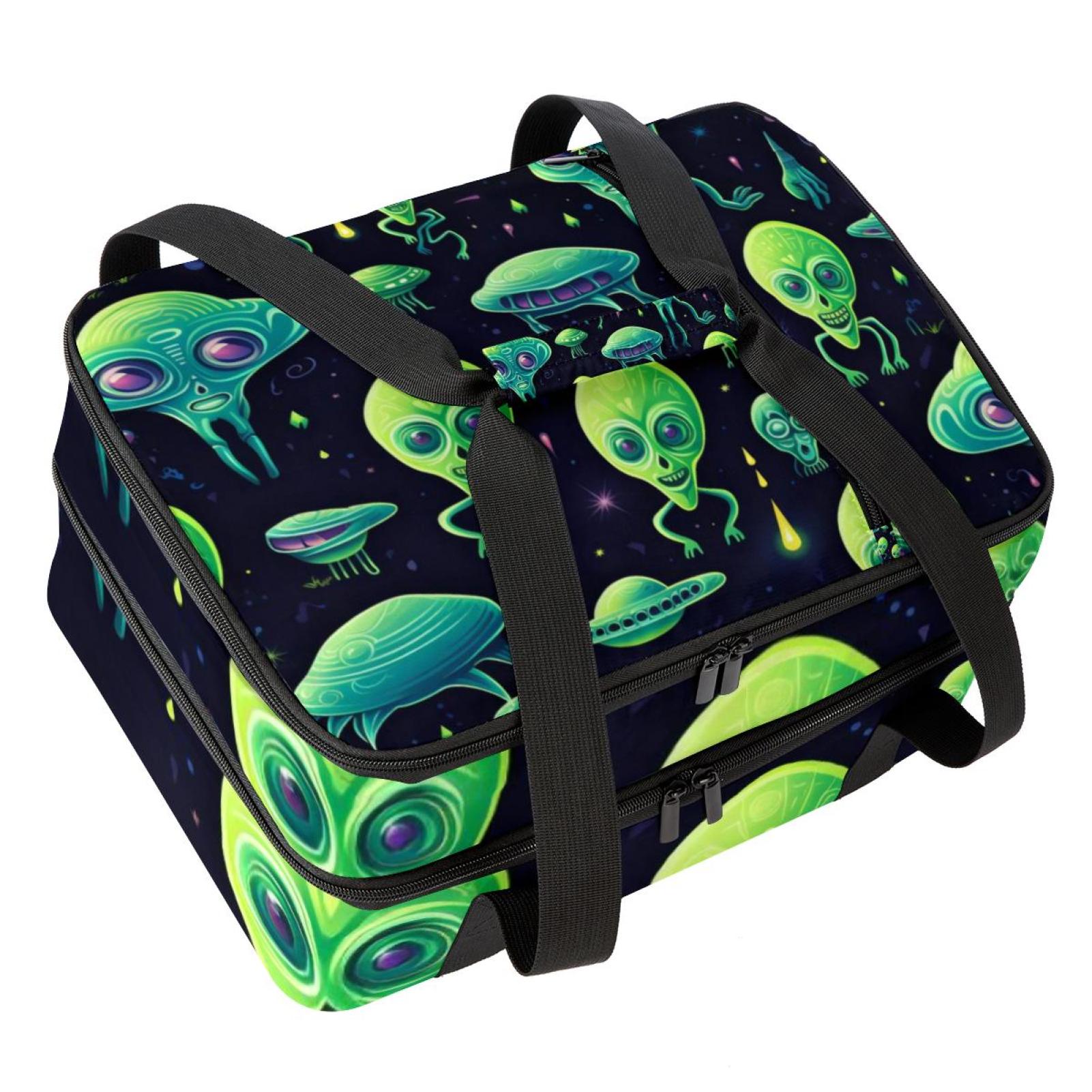 Alien Double Layered Insulated Lunch Bag with Two Compartments for Cold ...