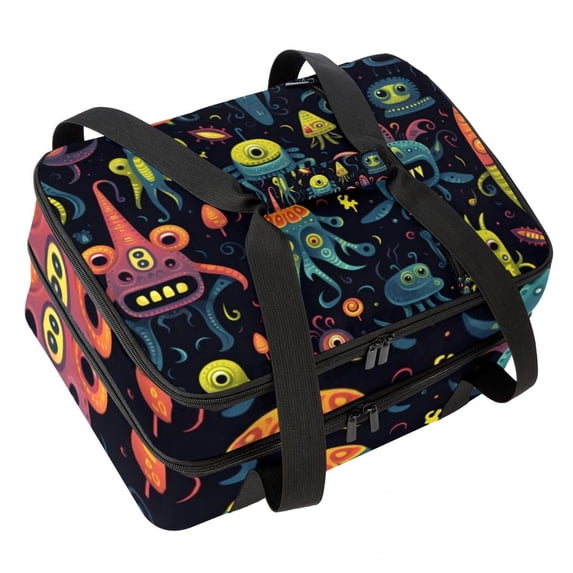 Alien Double Layered Insulated Lunch Bag with Two Compartments | Large Capacity Lunch Bags for Men Women | Handheld Refrigerated Lunch Bag 7.1x11.4x16.1 inches