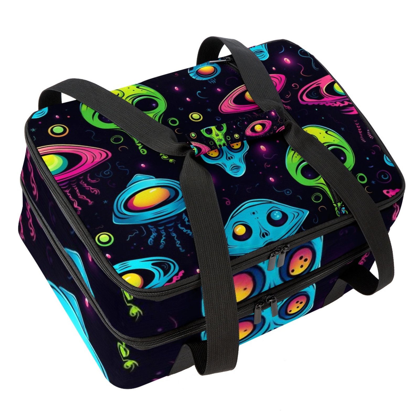 Alien Double Layered Insulated Lunch Bag with Two Compartments, Large ...