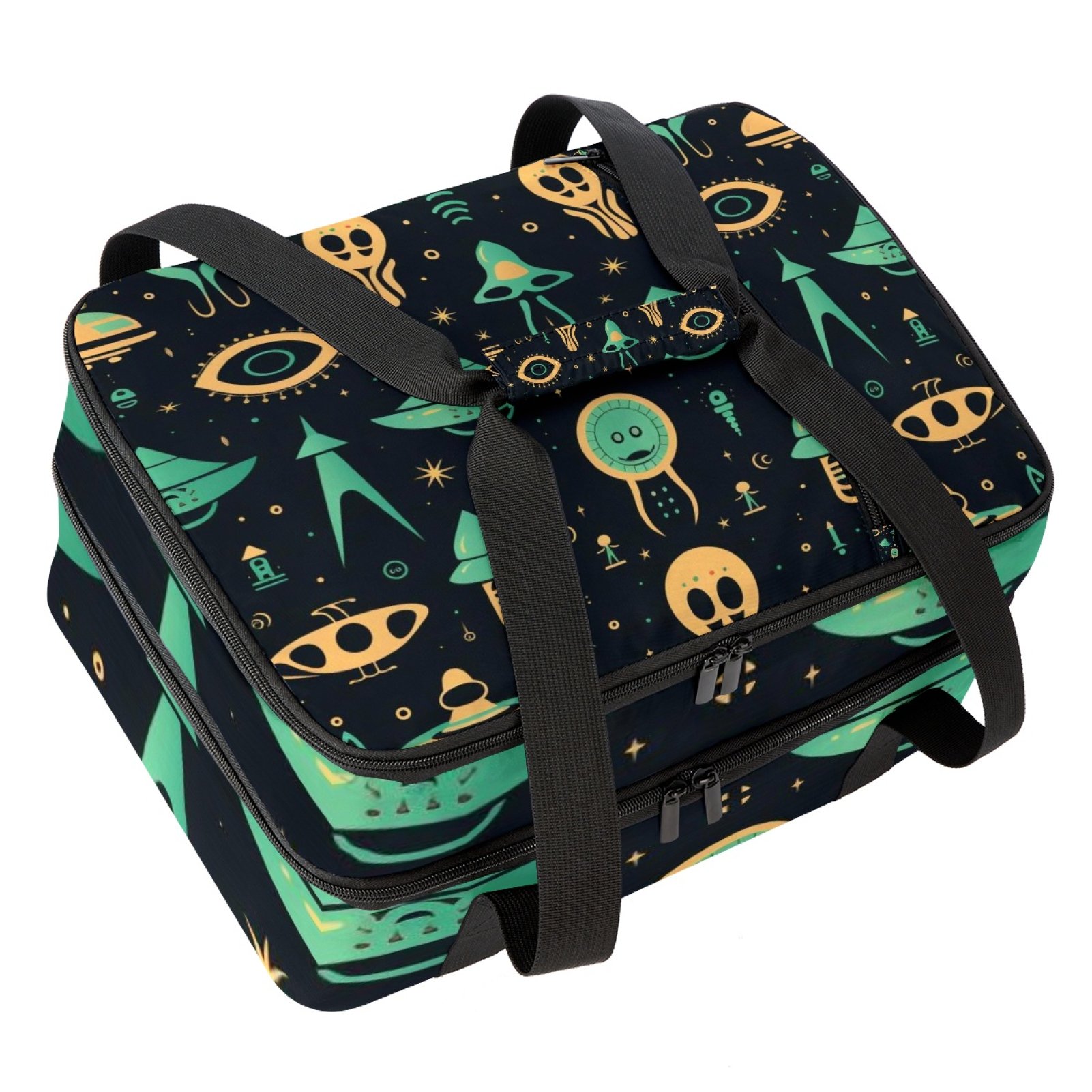 Alien Double Layered Insulated Lunch Bag with Two Compartments, Large ...
