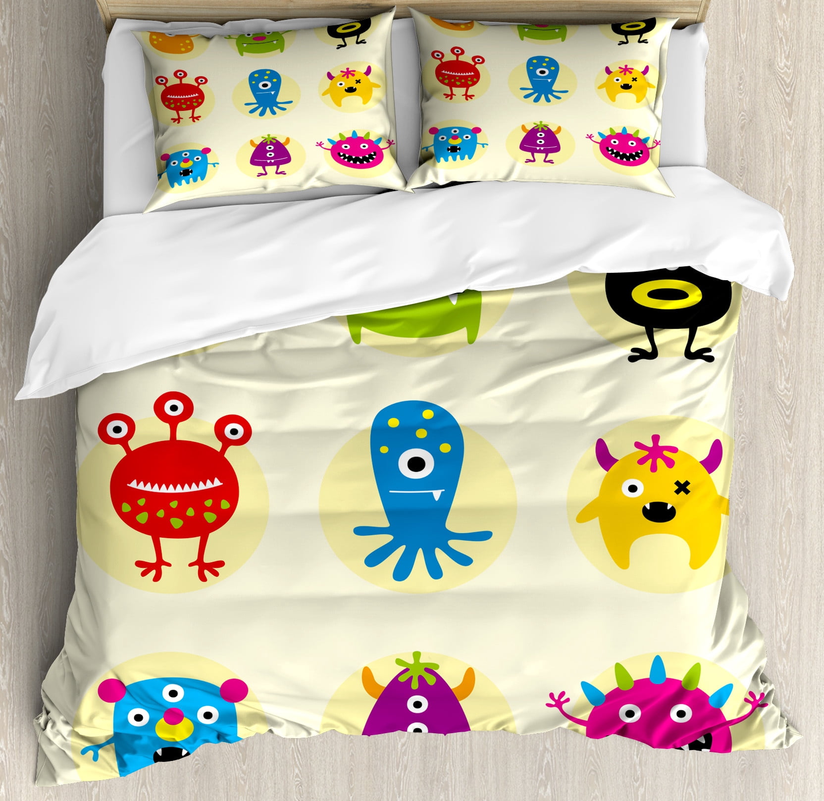 Alien Duvet Cover Set, Colorful Monsters Extraterrestrial Beings ...