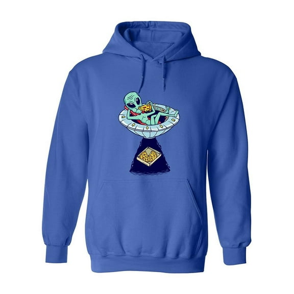 Alien Eating Pizza Graphic Hoodie Men - Men Hoodie, 2XL