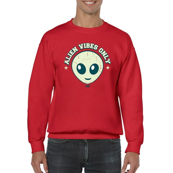 Alien Emoji Vibes Only - Retro UFO Space Graphic Men's Sweatshirt