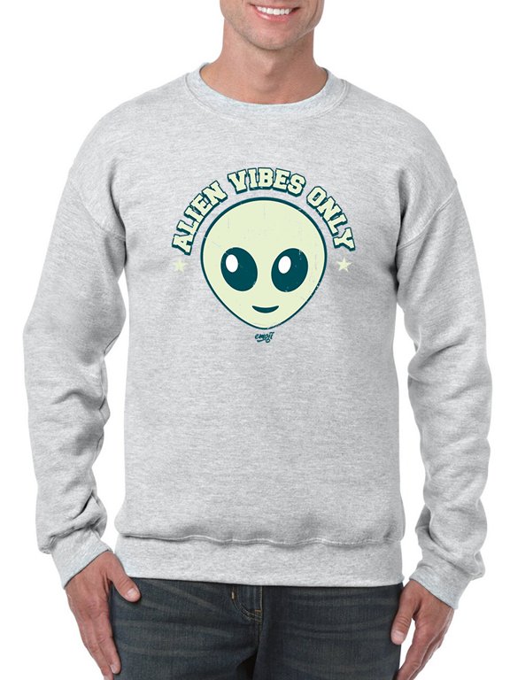 Alien Emoji Vibes Only - Retro UFO Space Graphic Men's Sweatshirt