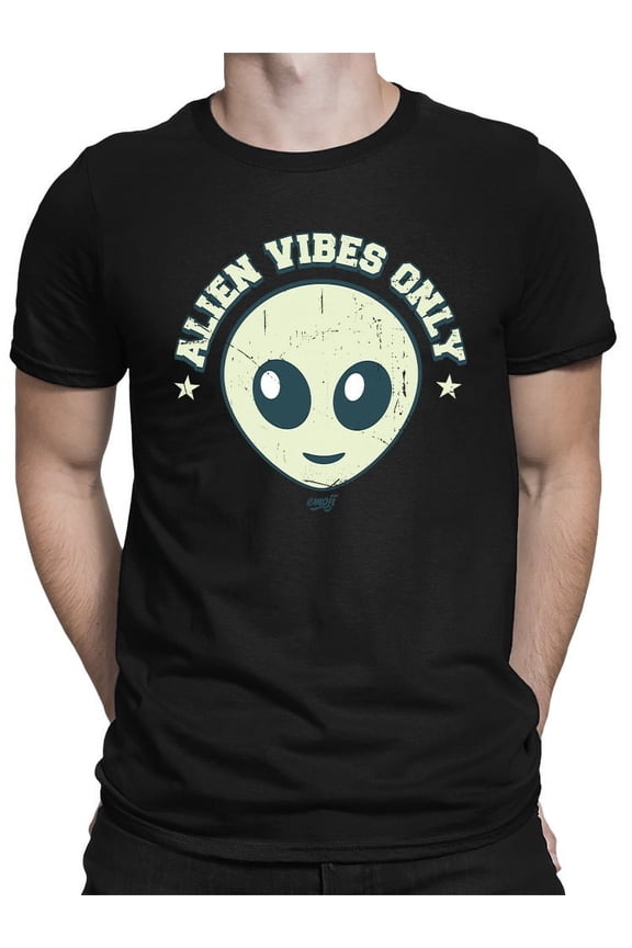 Alien Emoji Vibes Only - Retro UFO Space Graphic Men's T-shirt